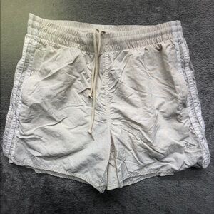 Adidas Shorts Womens Medium White 3-Stripes Trefoil Swim Trunks Drawstring